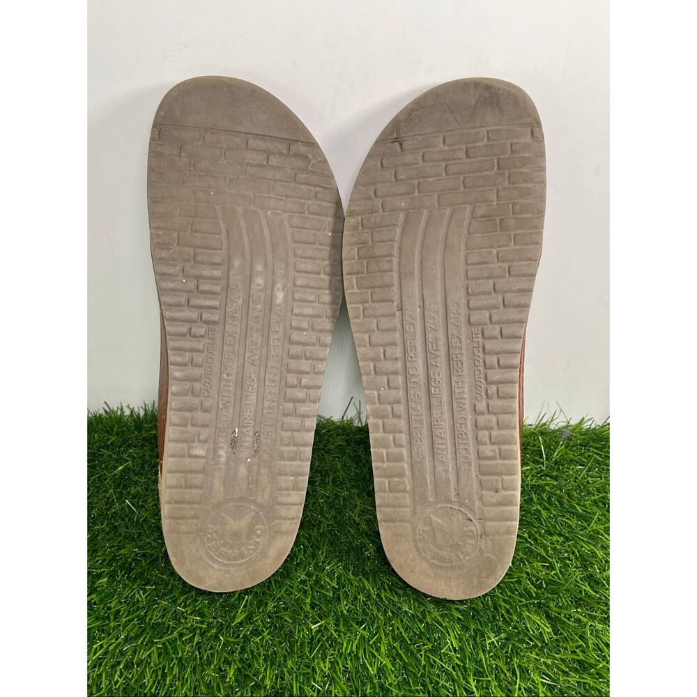 Mephisto Brown Leather Sandals Size 39 Women’s Comfort Slide Double Strap Cork - Picture 8 of 10